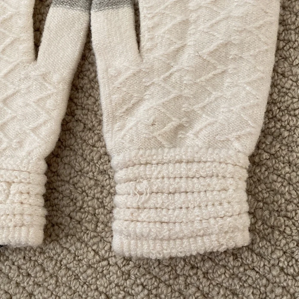 Steve Madden Glitter Texting Gloves Cream Women’s One Size EUC Read Description